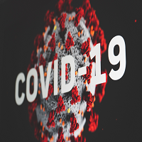 COVID-19 text over virus image  